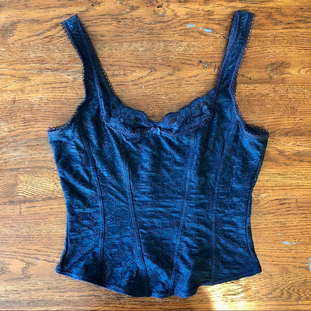Elegant blue corset tank top